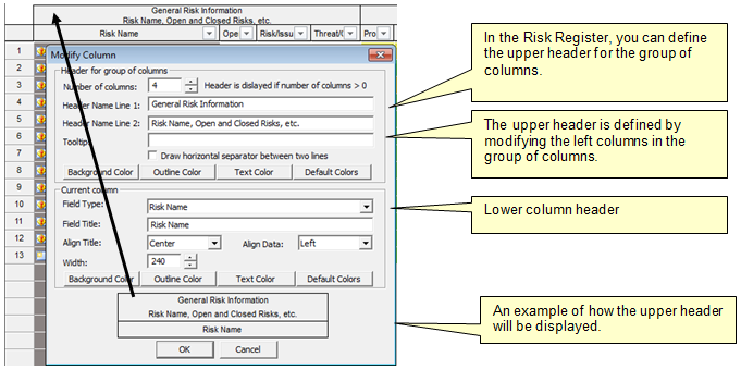 Risk Register: Modify Header