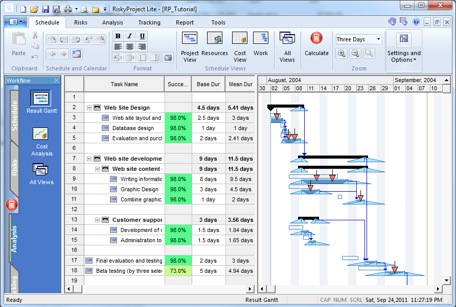 Screenshot for RiskyProject Lite 4.2