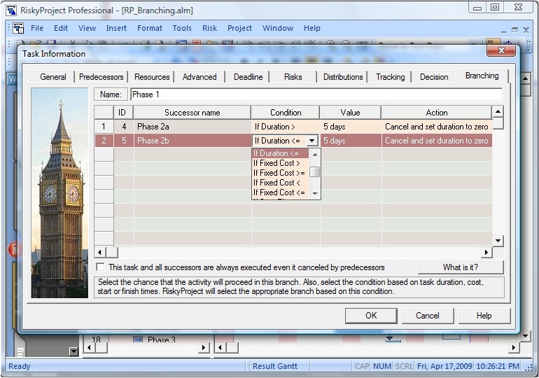 Project Risk Analysis: Conditional Branching