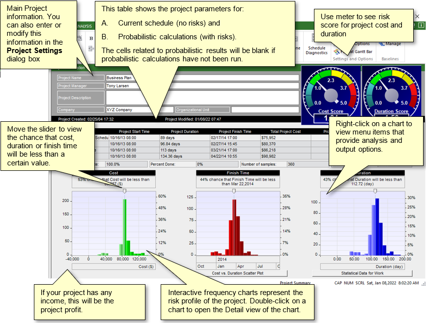 Project scheduling: project summary