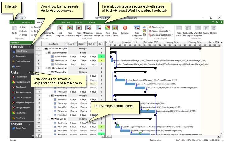 Project risk analysis software